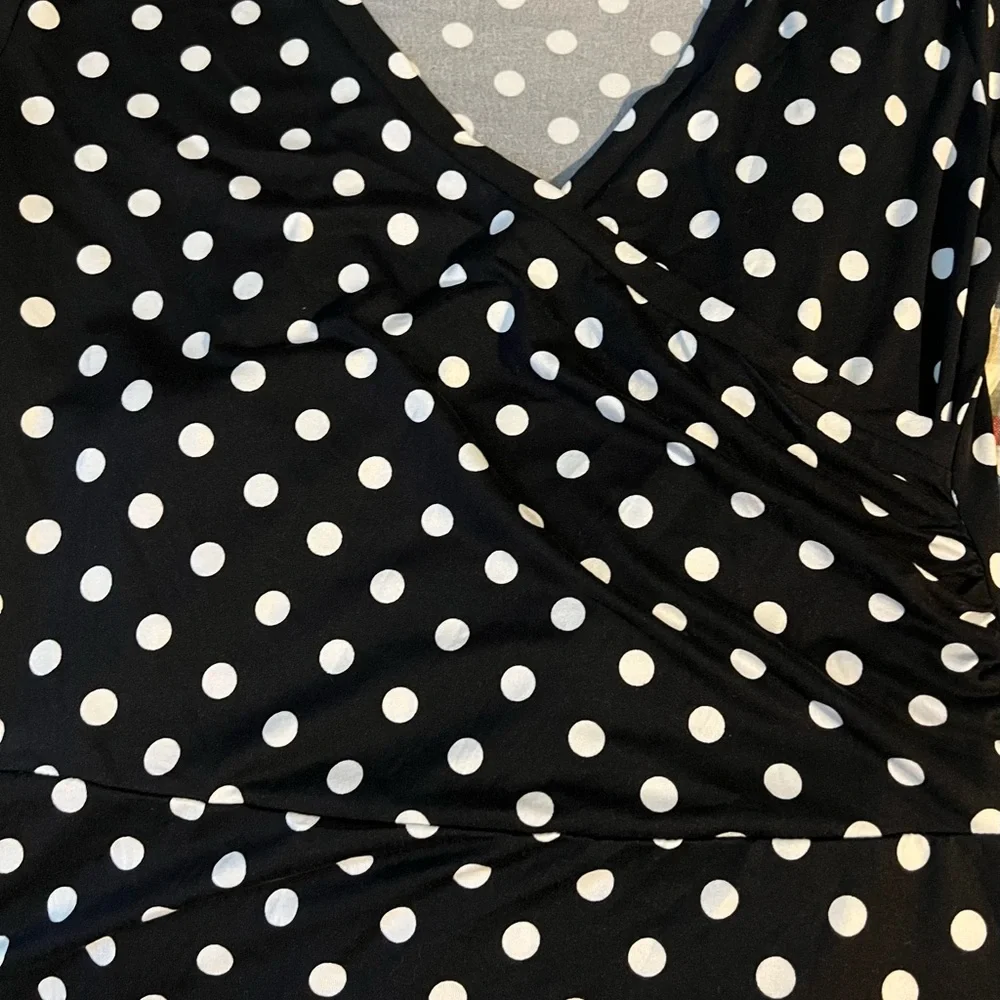 DOUBLJU Polka Dot Wrap Dress - Black and White - Picture 6 of 10